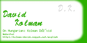 david kolman business card